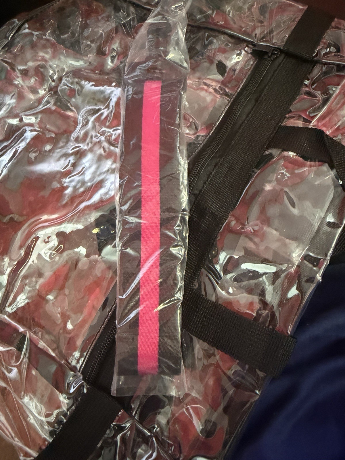 T-Mobile Clear Plastic See-Through Bag with Black Straps for Shoulders and Hands