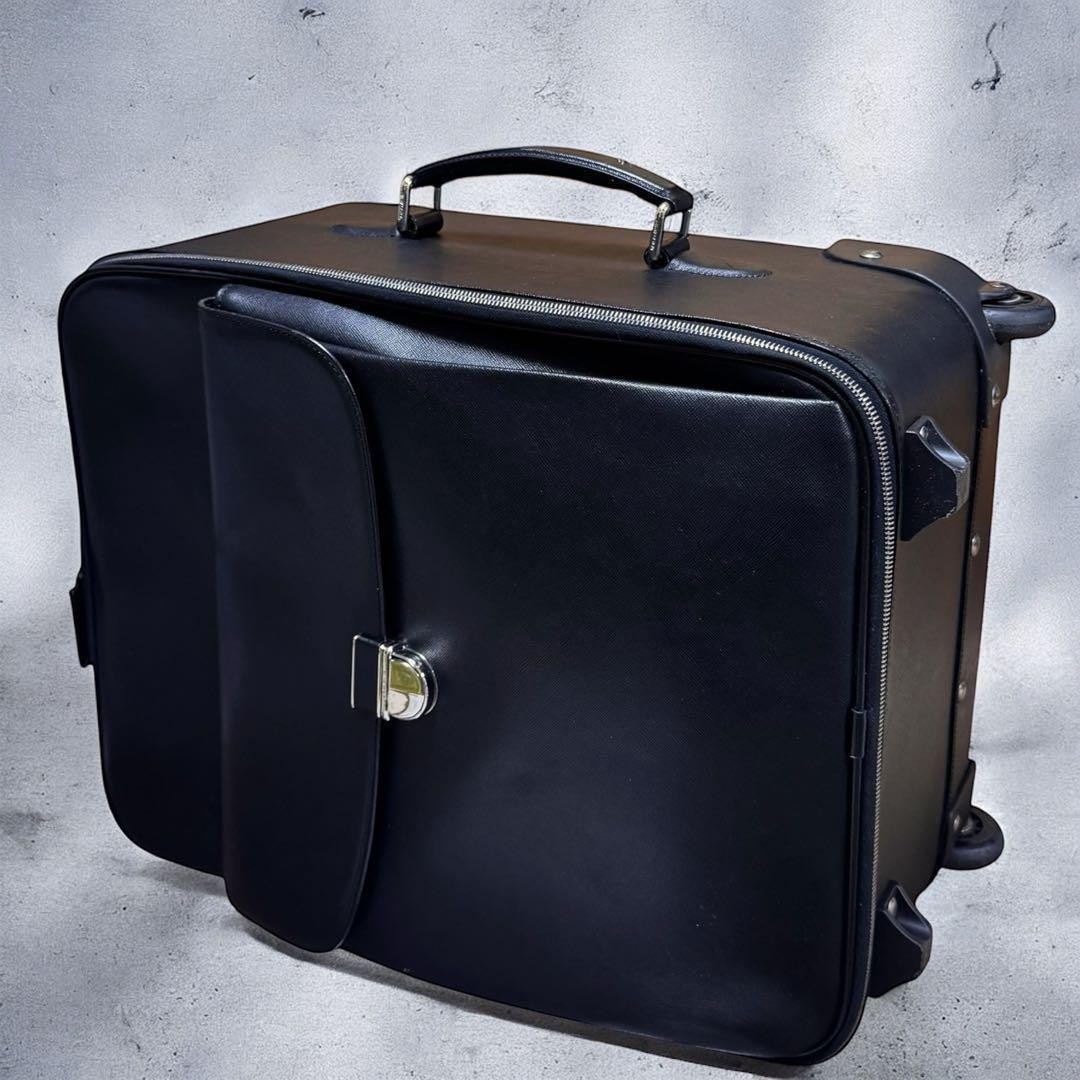 Giorgio Armani Leather Carry On Suitcase Black Made in Italy W36cm H45cm