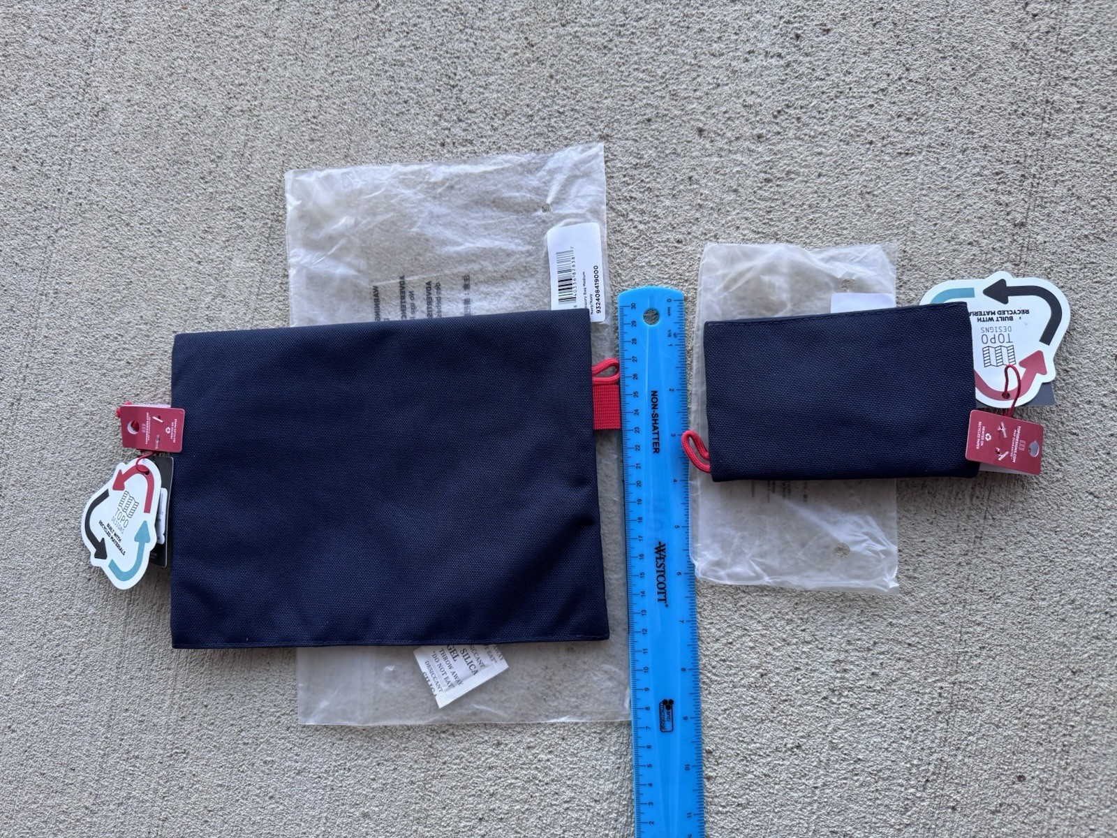 NEW Topo Designs Accessory Bag Set- Set Of 2: Micro & Medium Zip Pouch -Navy