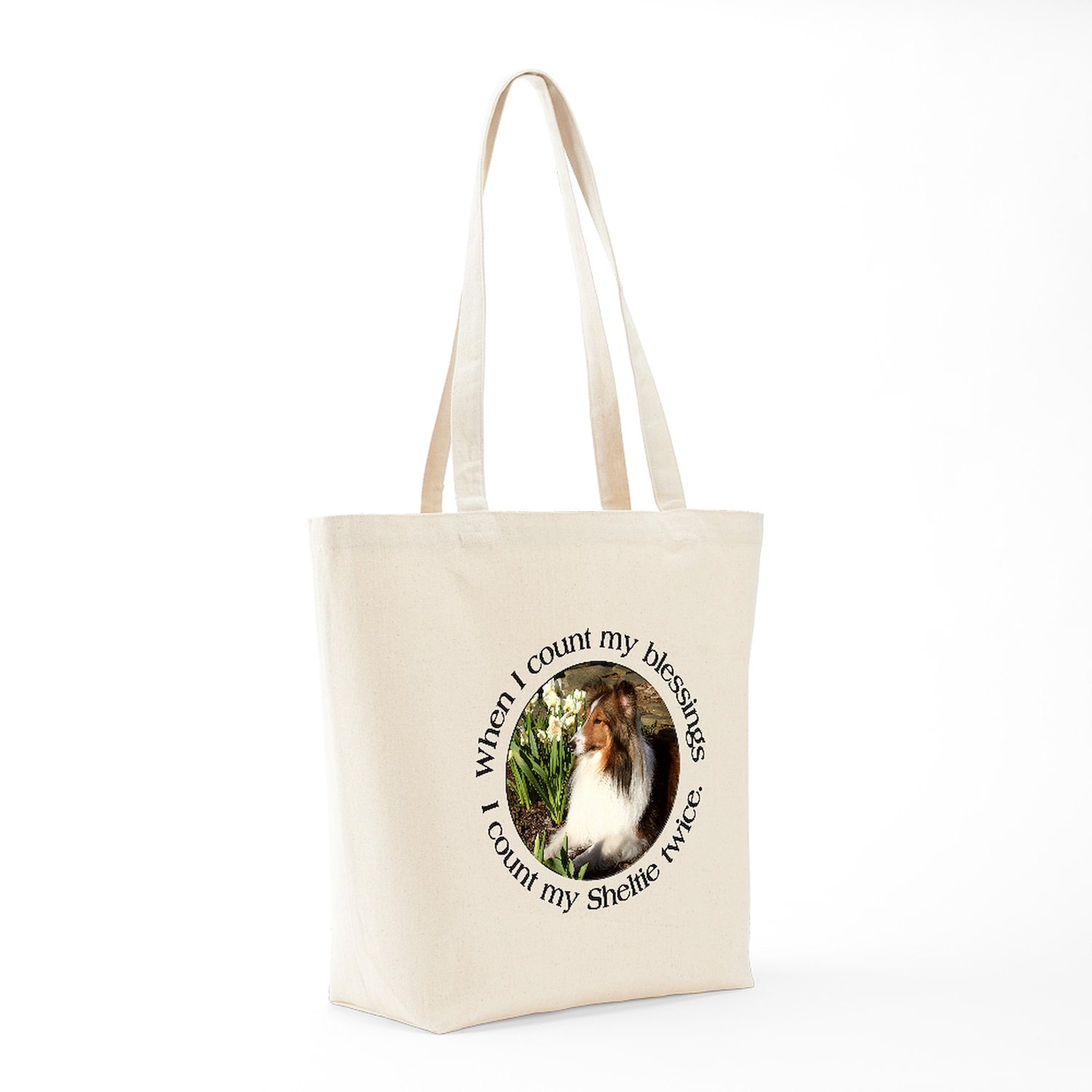 CafePress Sheltie Spring Natural Canvas Tote Bag, Cloth Shopping Bag (127222783)