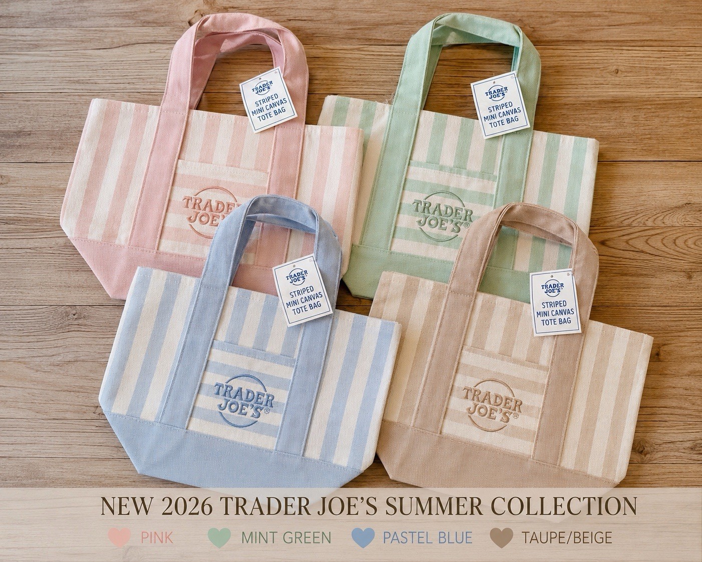 Trader Joe’s Summer Mini Canvas Tote Collection – Multiple Colors Available
