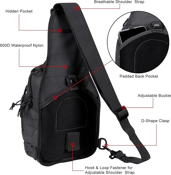 Mens Tactical Backpack Sling Shoulder Bag Molle Outdoor Hiking Travel Chest Pack