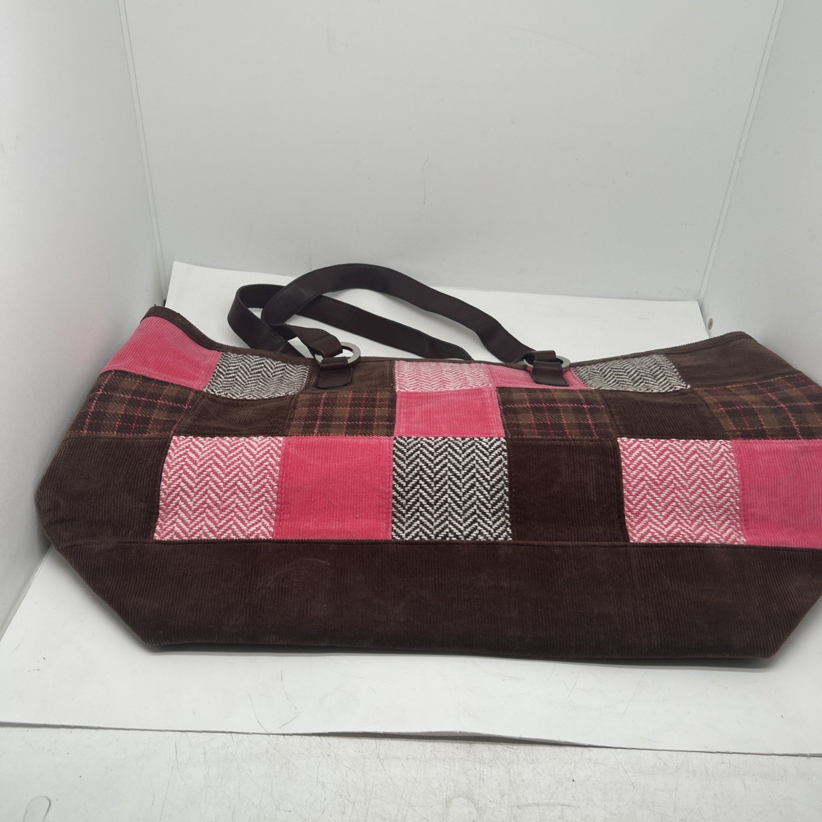 Vintage Vineyard Vines Corduroy Patchwork Large Beach Travel Tote Bag 21”