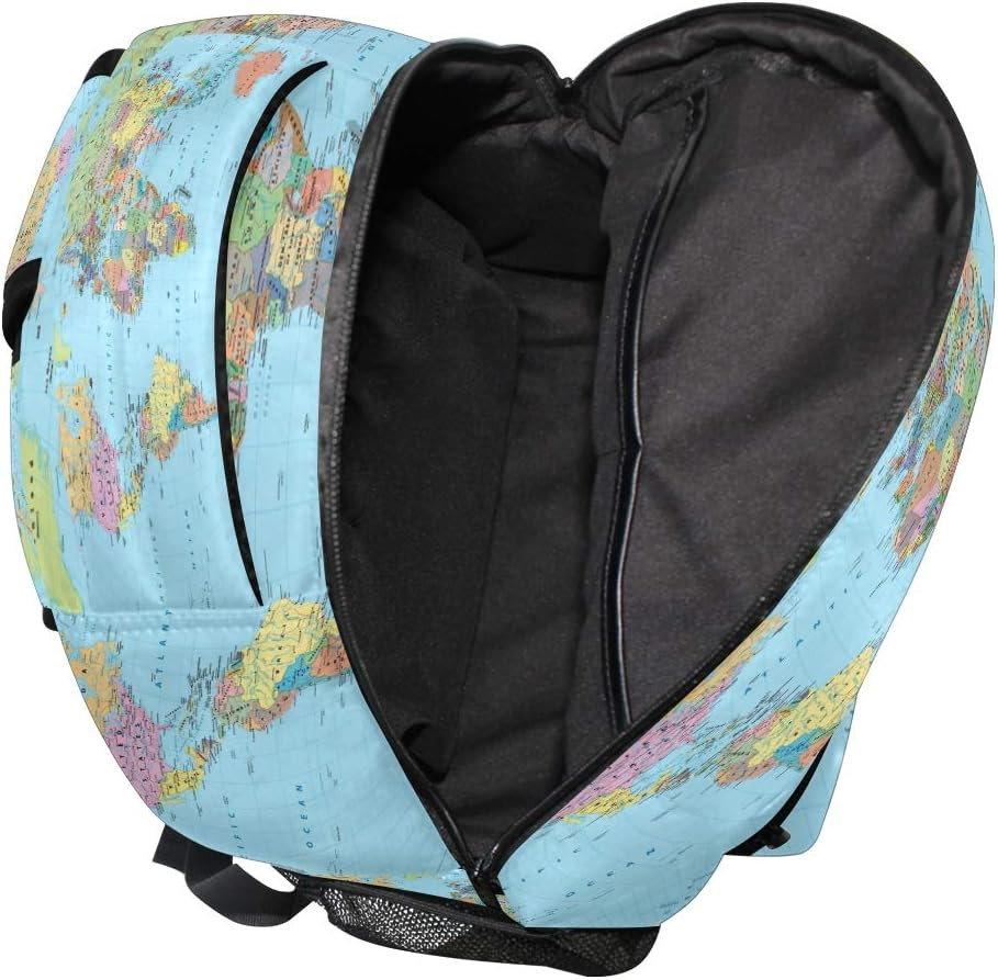 Globe World Map Backpack, School Bag, Laptop Rucksack, Travel Hiking Daypack