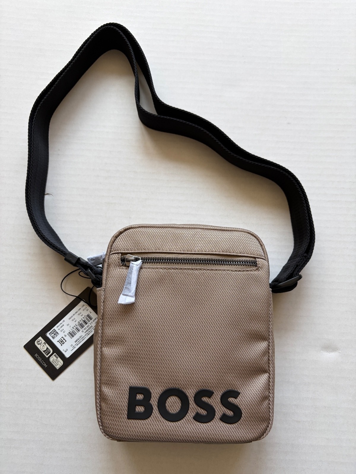 HUGO BOSS CATCH Crossbody Bag in Beige.