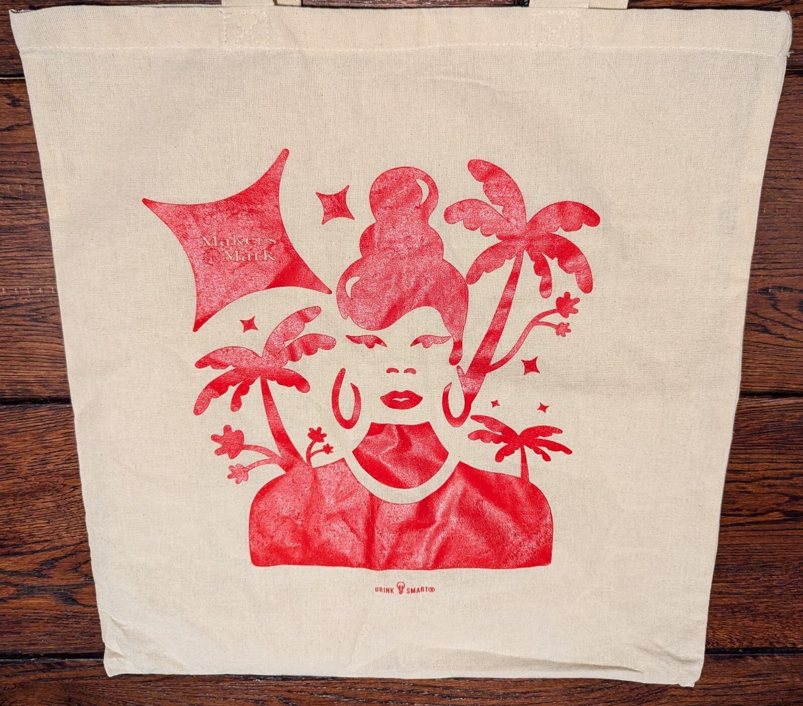 Maker’s Mark Bourbon Whiskey Natural Canvas Tote Bag – 15″x16″