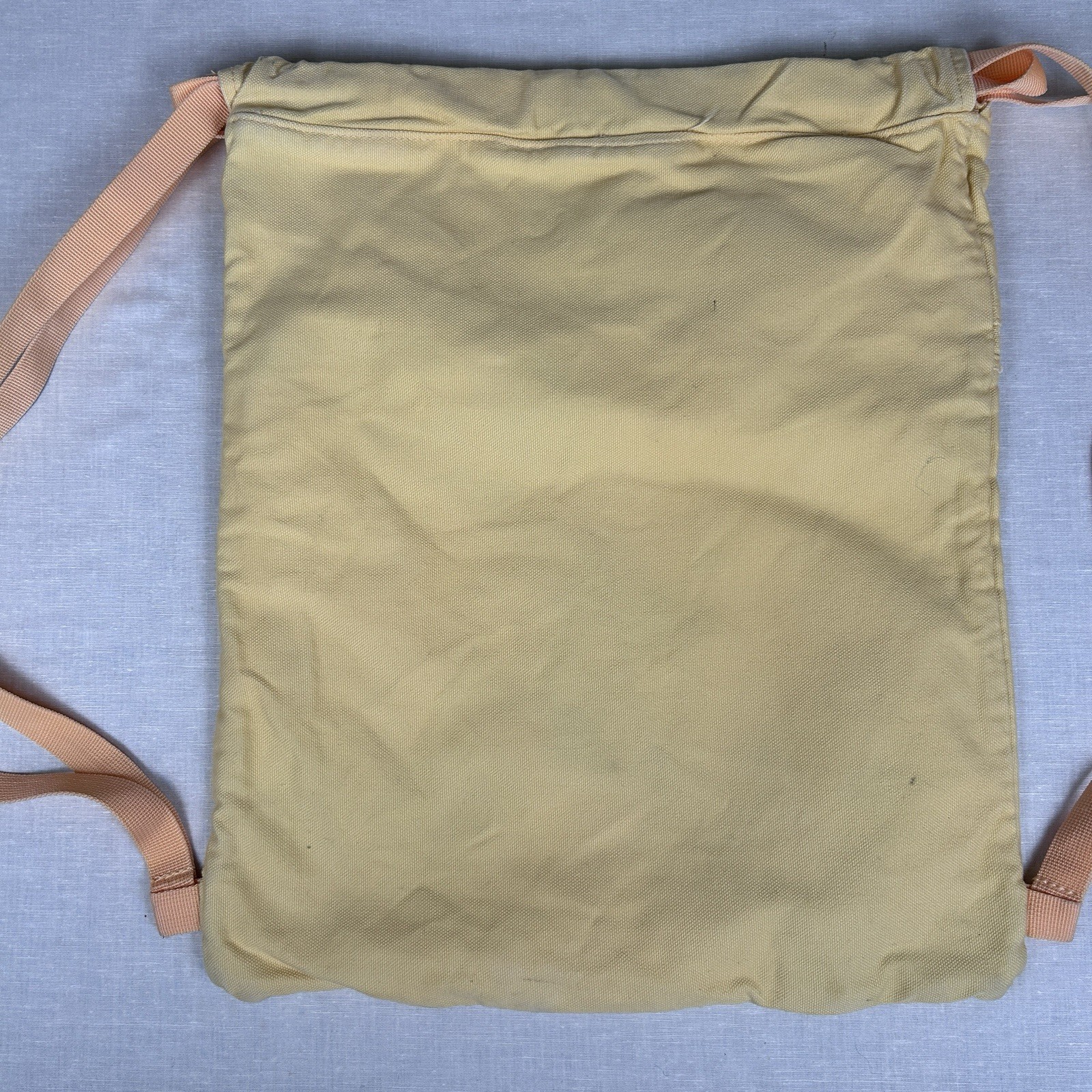 Authentic Pigment Cinch Sack 100 % Cotton Canvas yellow Ocean Fish 14 X 17”