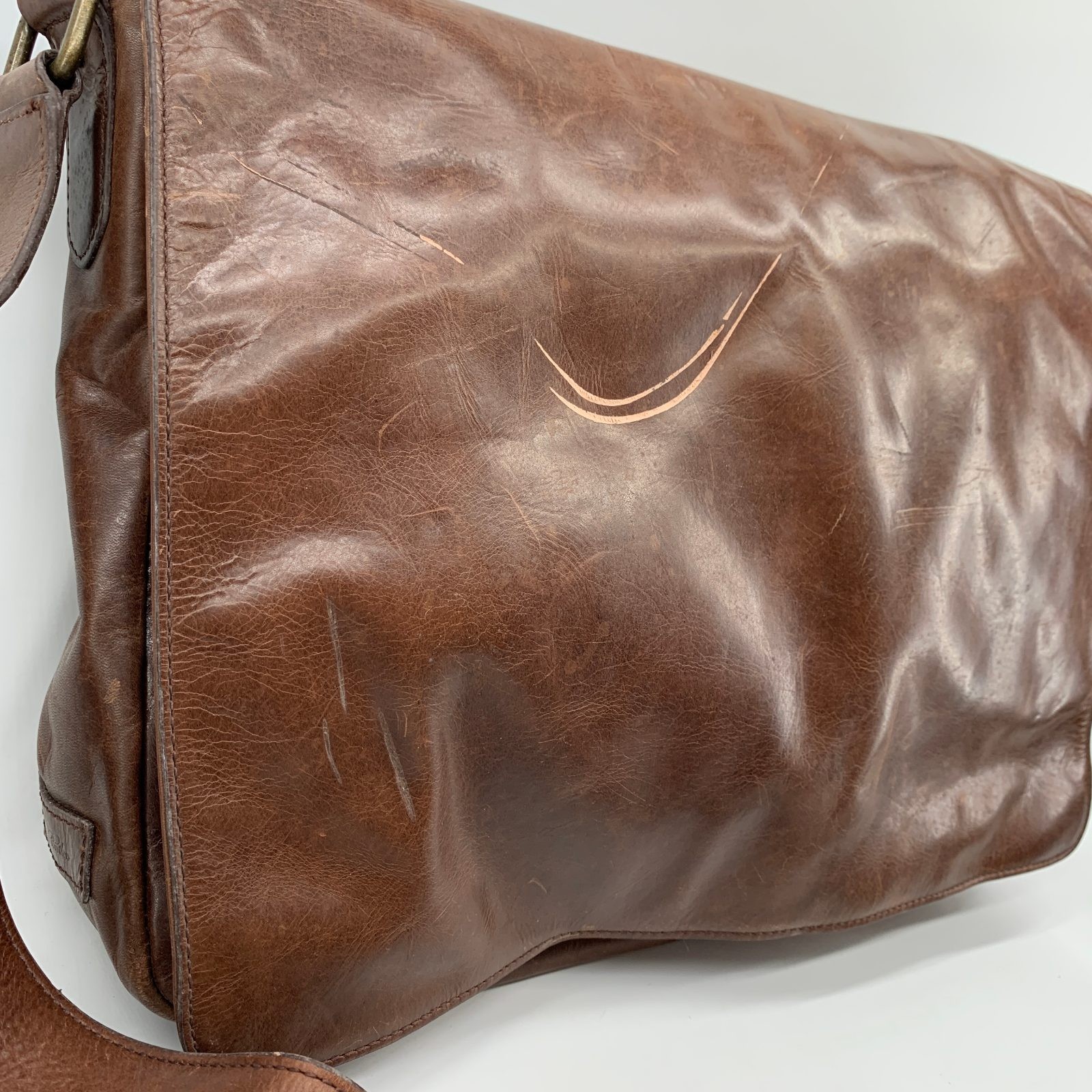 Vtg Brooks Brothers Leather Messenger Bag Crossbody Laptop Satchel