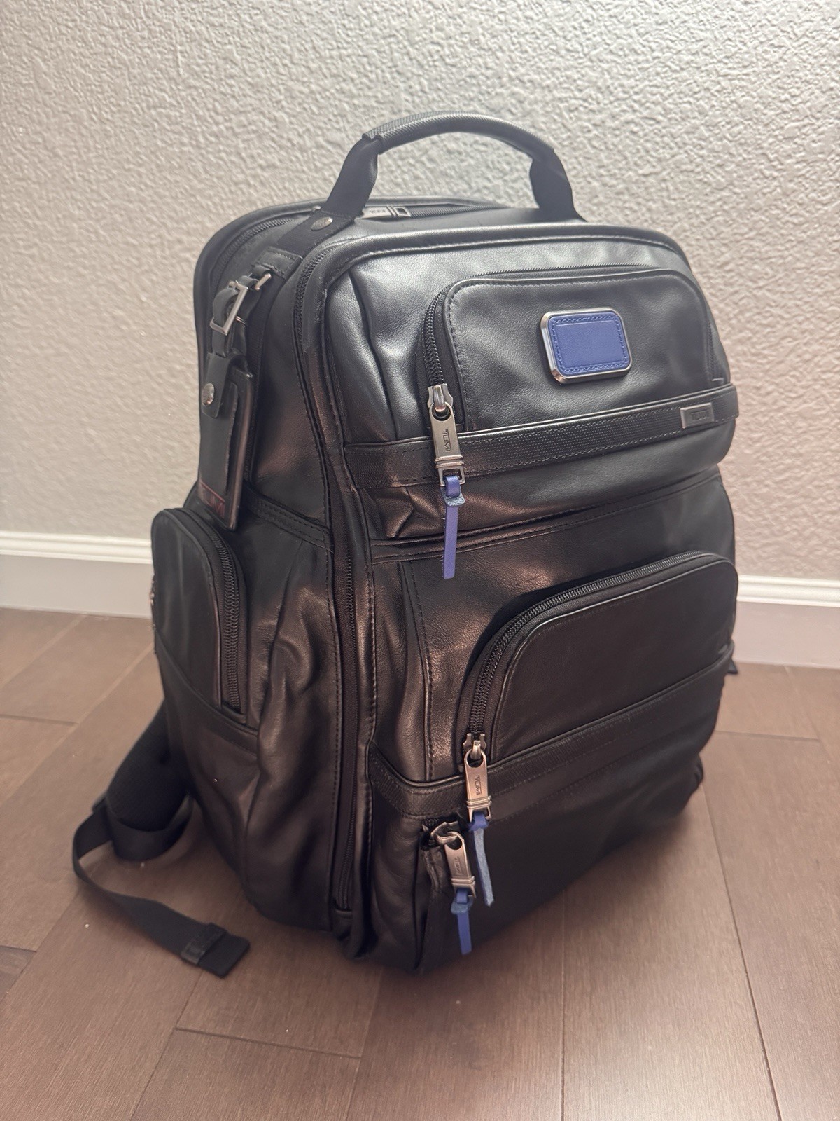 TUMI Alpha 3 Genuine Leather Brief Pack Black- Laptop- Business- Travel-Backpack