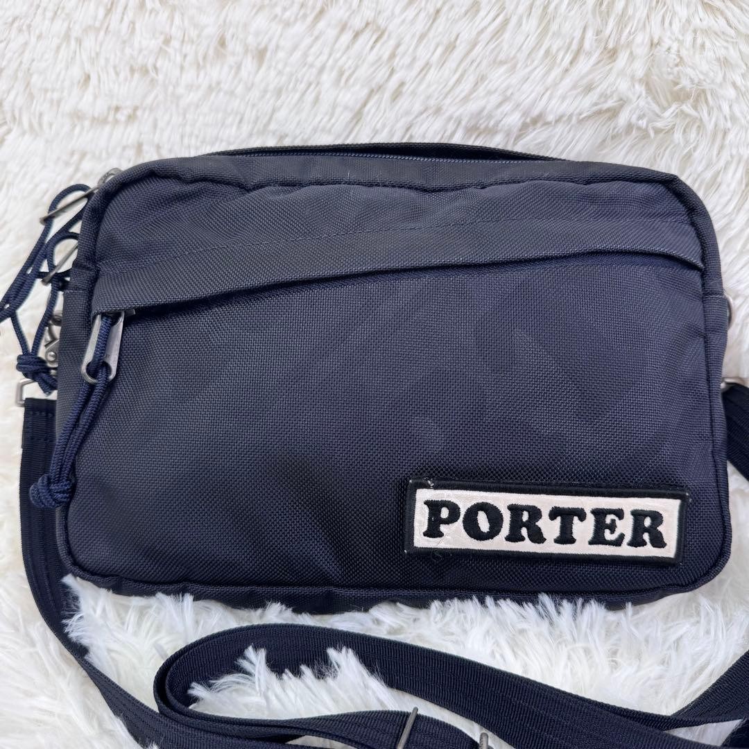 Authentic PORTER Caspar Shoulder Bag Navy Nylon 20cm x 27cm x 4cm Damaged Second