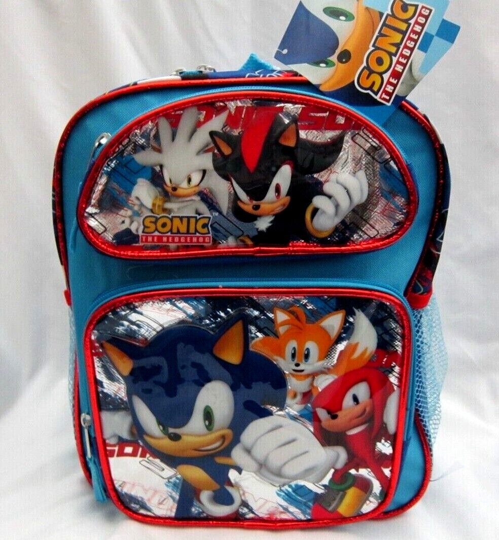 Blue Sonic the Hedgehog,Knuckles,Venice &Tails 12″ Boom Backpack-Brand New!