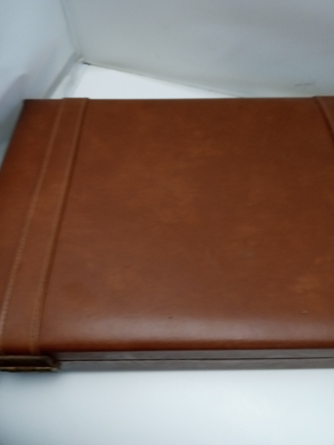 Vintage Stebco Business Briefcase Brown Leather Made In Spain Missing Handle