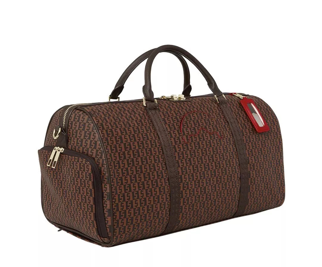 Sprayground Brown Checkered Backpack Shark In Paris Monogram School Books Bag