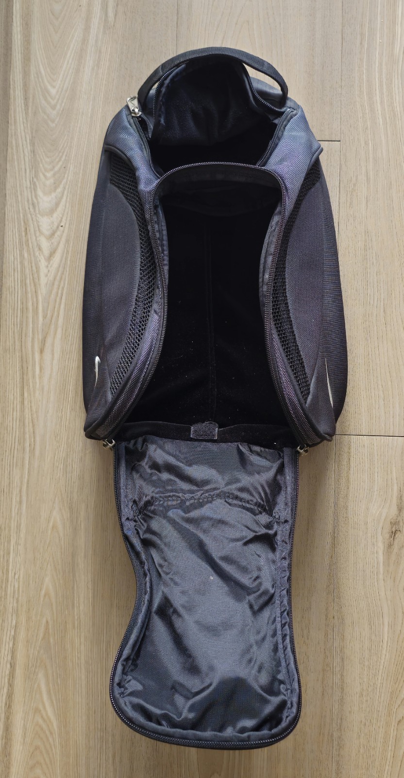 Nike Golf Equipment Mini Backpack Clothes Shoes Black Gray Bag 16” X 12”