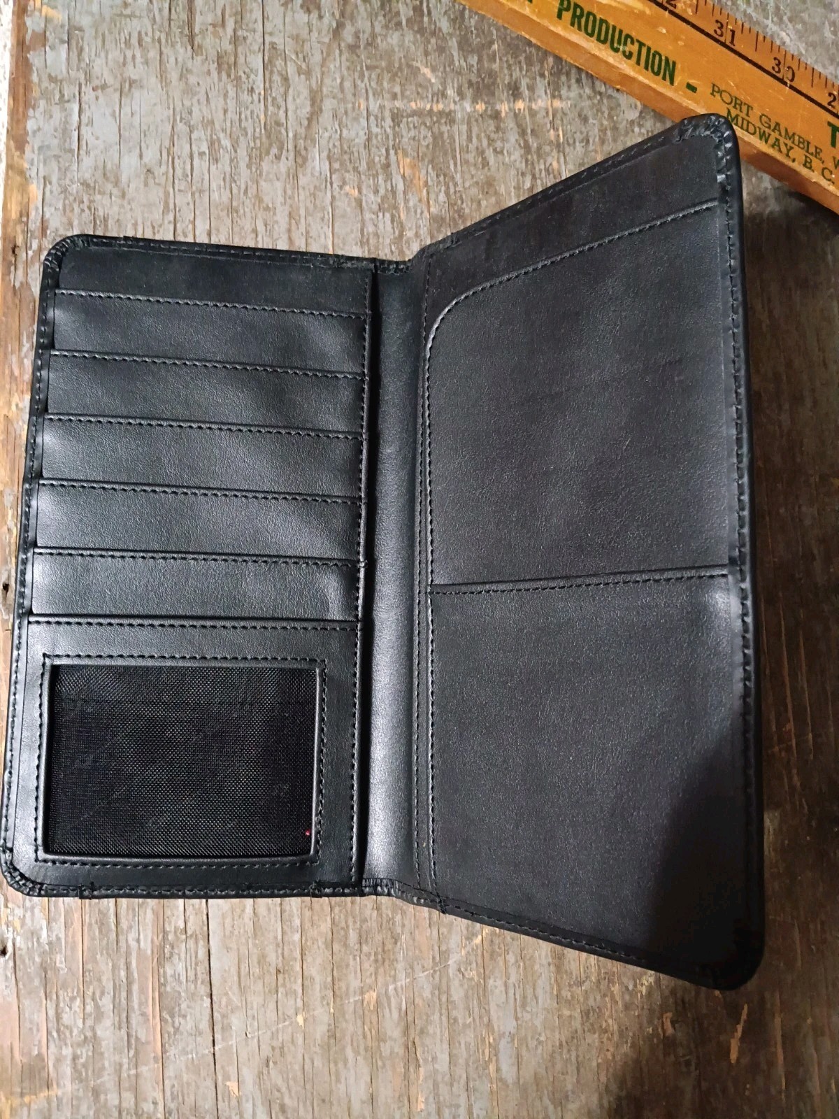 Gemline Leather Travel Leather Wallet Black EUC *See Description