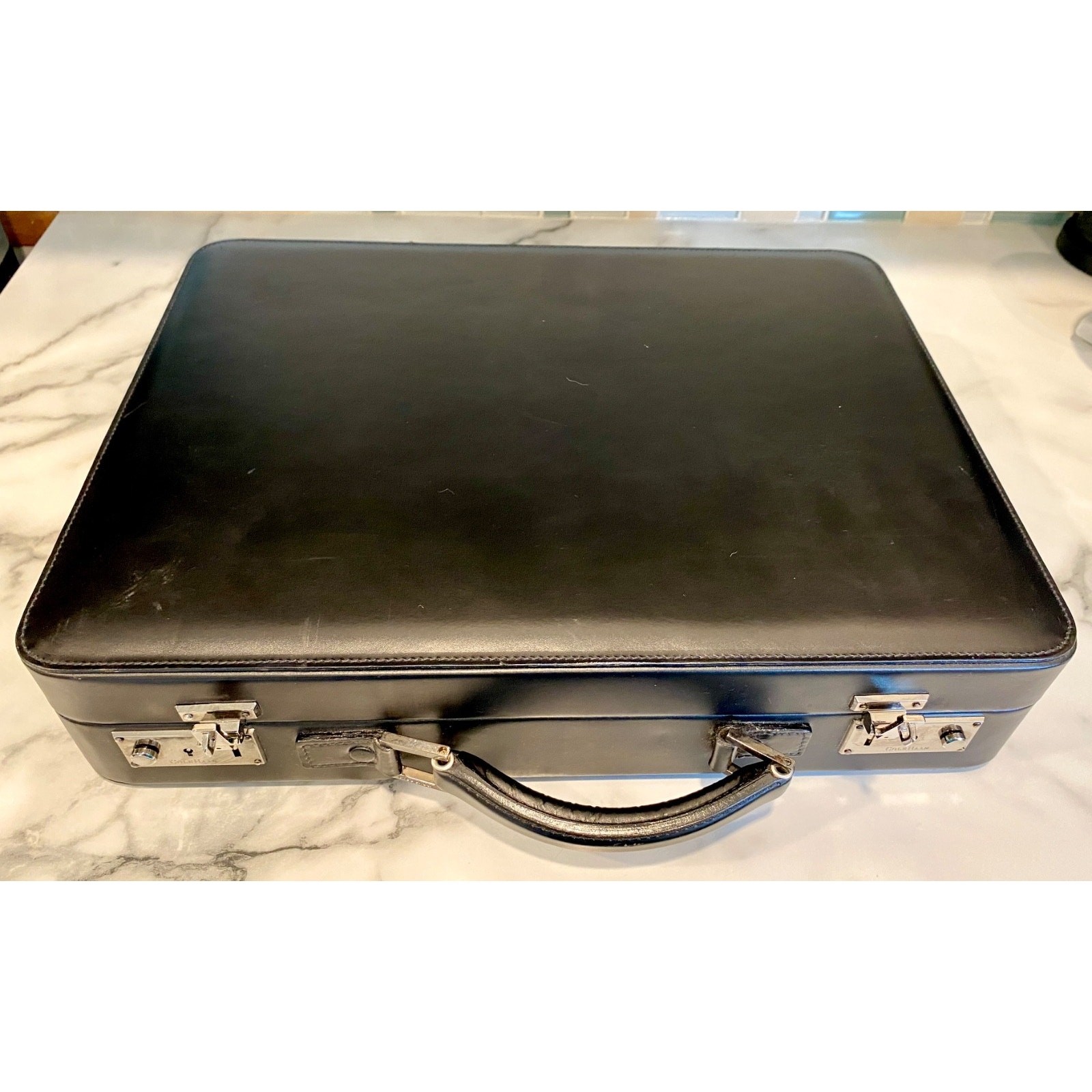 Vintage Cole Haan Black Leather Hard Shell Briefcase Attache Case