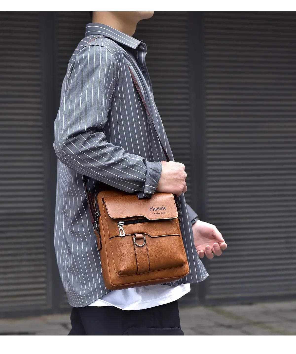 Men Crossbody Bag Men Shoulder Bags Zippers Handbags Large Capacity Artificial L