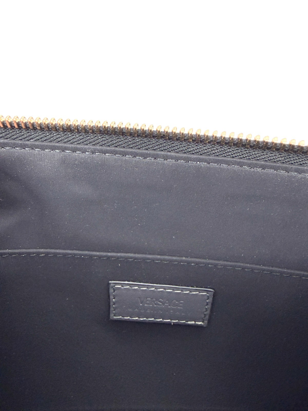 NWT Versace Medusa Men’s Crocodile Embossed Leather Small Clutch Pouch Gray