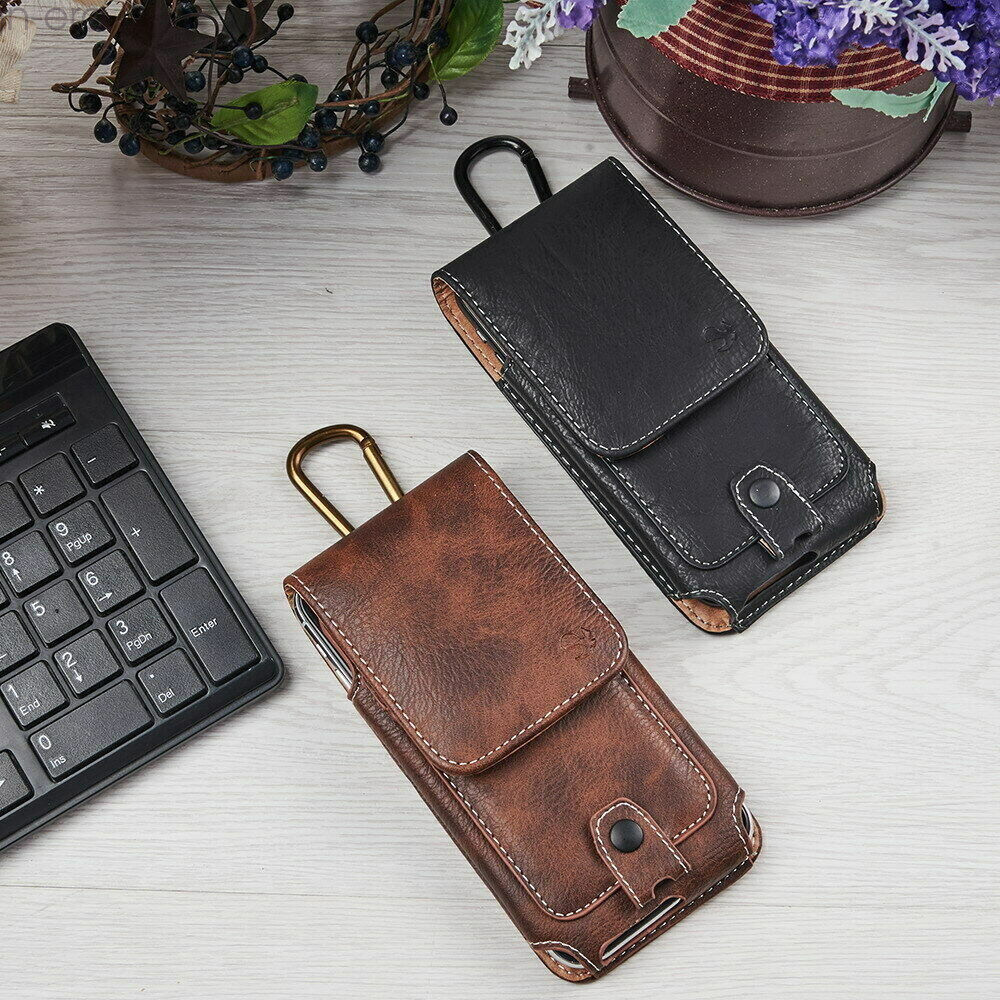 Universal Cell Phone Case Pouch Holster w/ Belt Loop Metal Clip for Large Phones