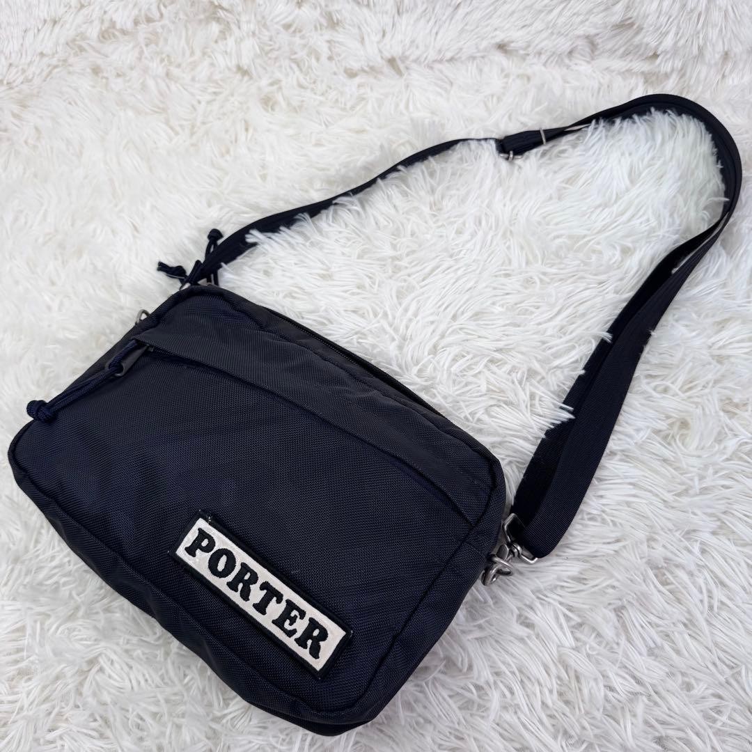 Authentic PORTER Caspar Shoulder Bag Navy Nylon 20cm x 27cm x 4cm Damaged Second