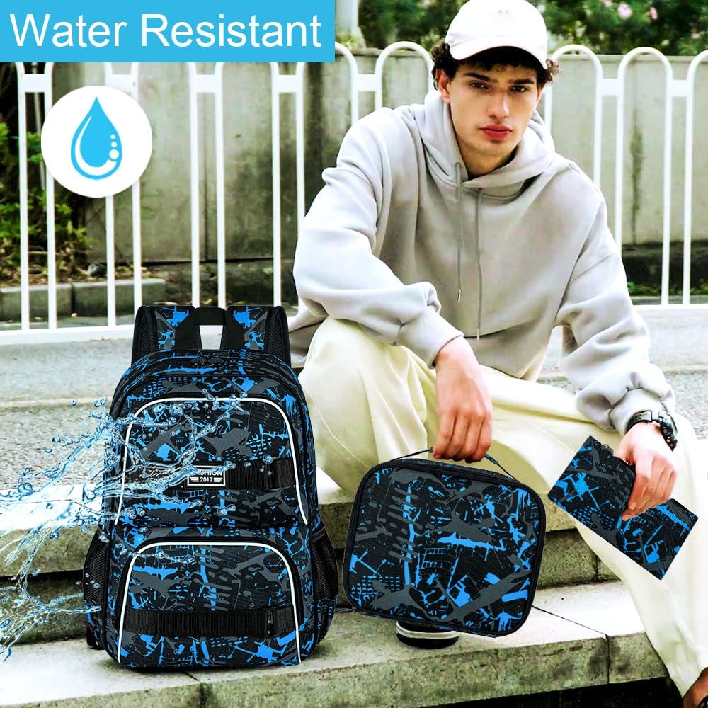 17 Inches Backpack for Boys Men, 3Pcs College Laptop Backpacks with Lunch Bag…