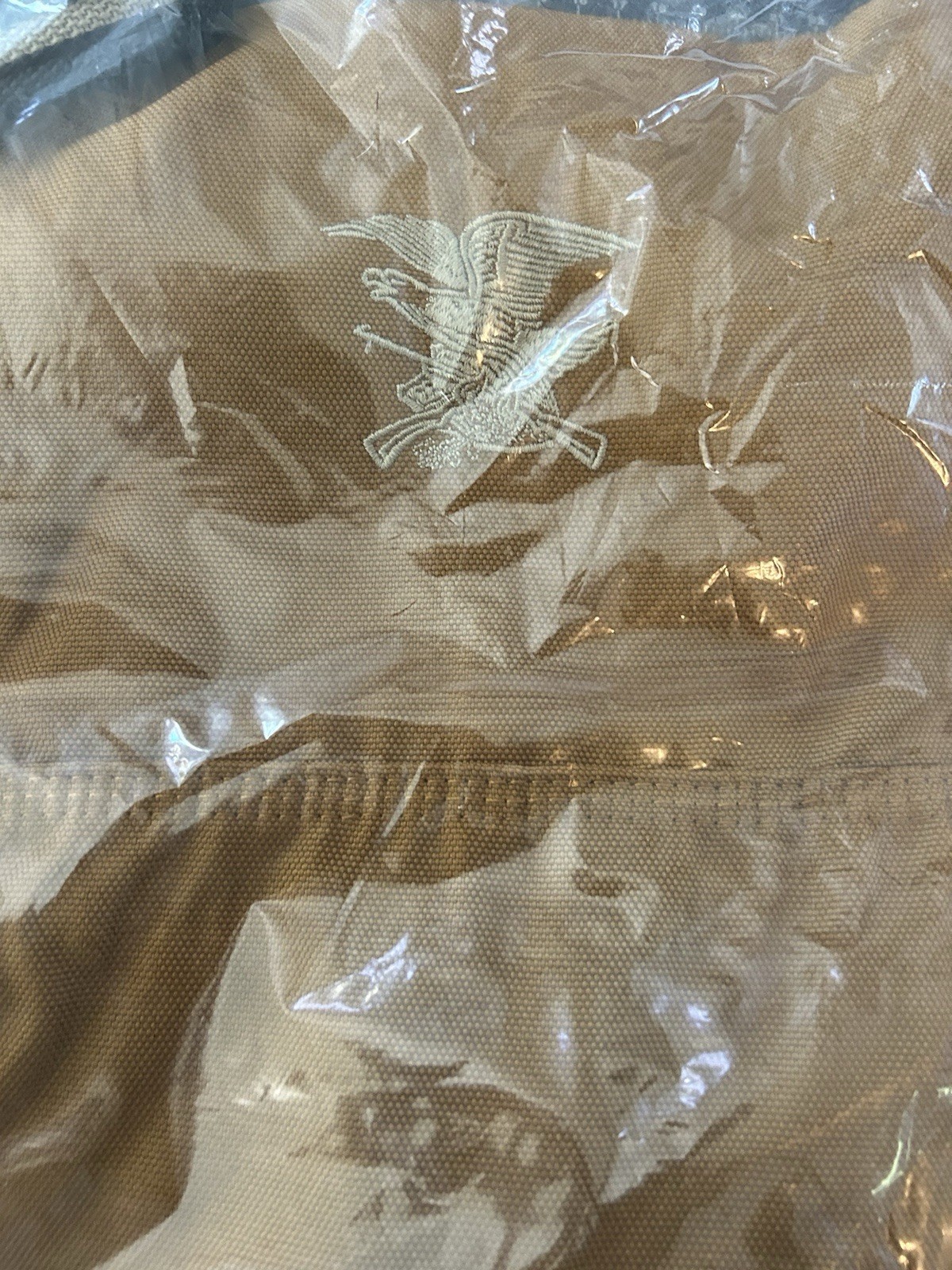 Brown Embroidered Eagle Large Canvas Duffle Bag 28×12 New American Travel New