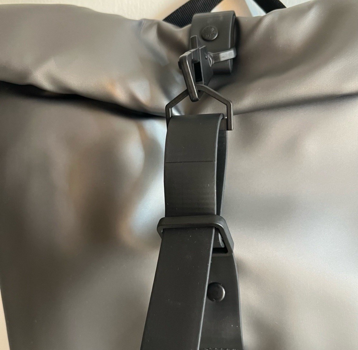 NWT Back Pack Rains Rolltop Rucksack Waterproof Metallic Grey Bag