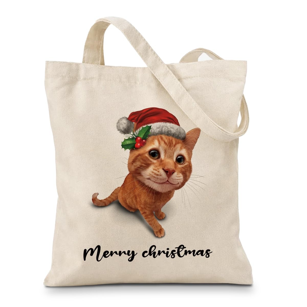 Geondos Christmas Canvas Tote Bag for Women, Funny Medium, White