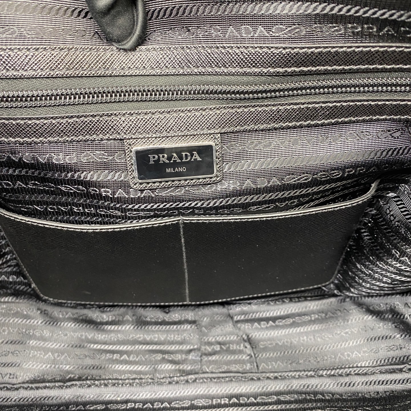 Prada Pre-Owned Authentic Briefcase Black Nylon Free Shipping 36x28x7cm