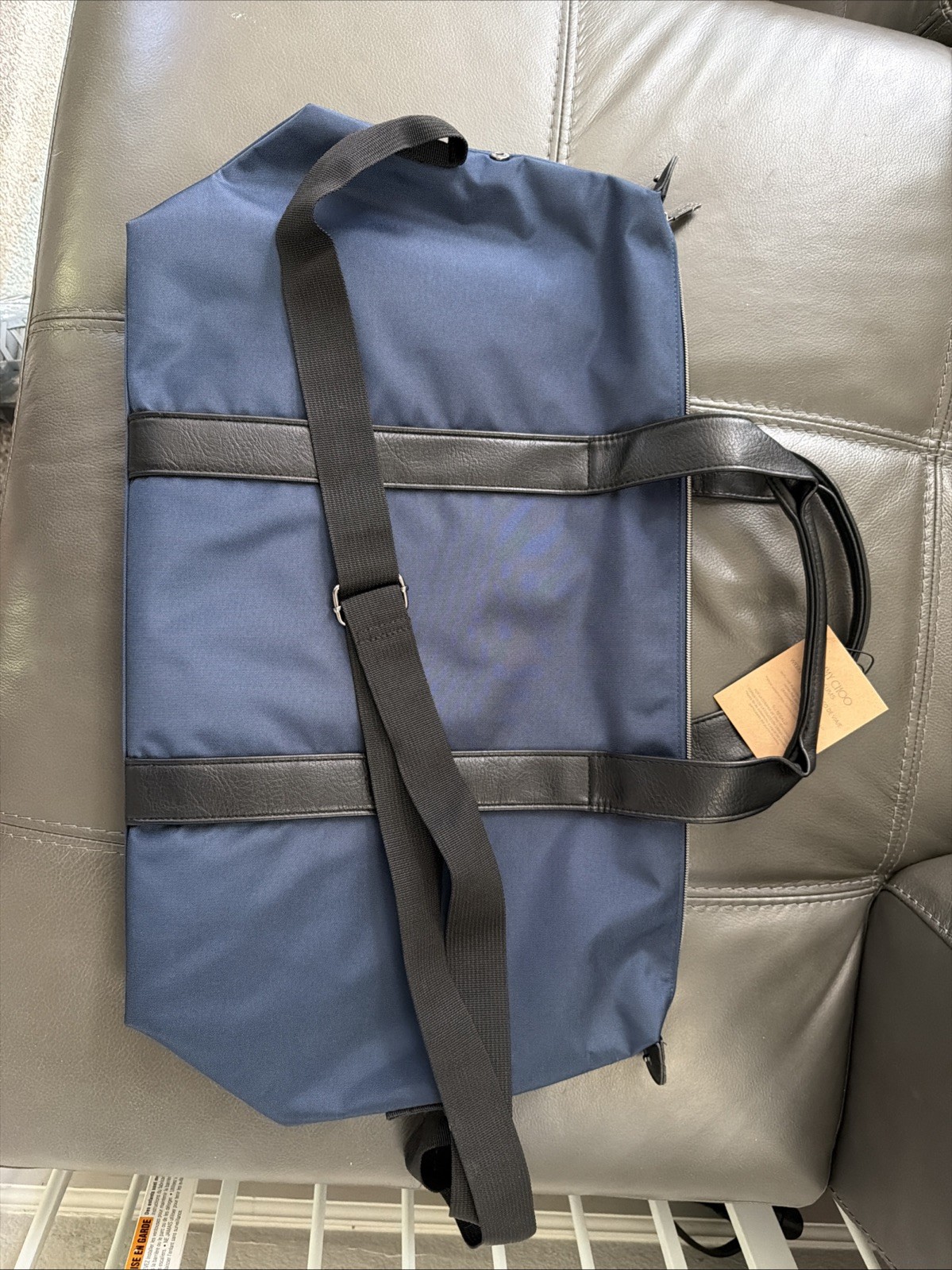 JIMMY CHOO PARFUMS Travel Duffle Bag Unisex Blue Recycled Polyester 20x14x8 NEW