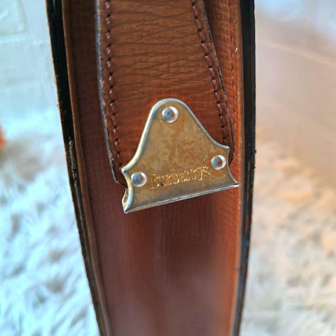 Authentic Burberrys Men’s Leather Business Briefcase 42cm Brown Gold Hardware