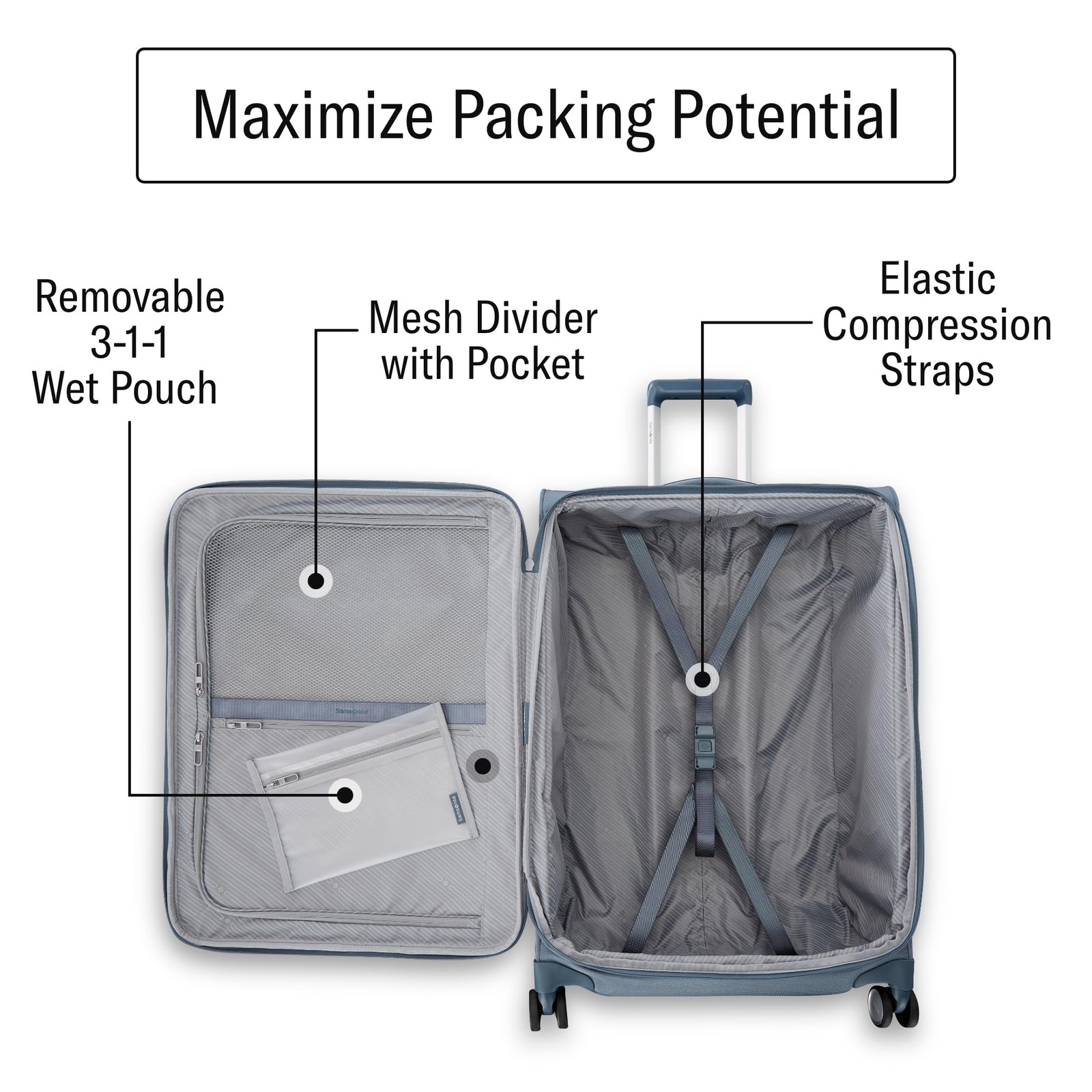 Samsonite UpLIFT Lightweight Softside Expandable Luggage Blue Large Checked U2