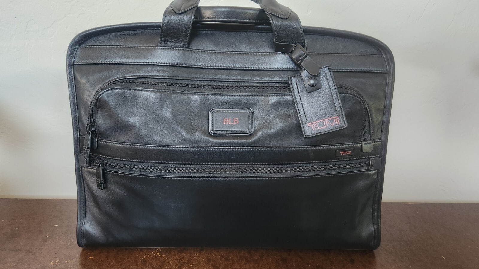 Tumi Alpha Black Leather Laptop Briefcase
