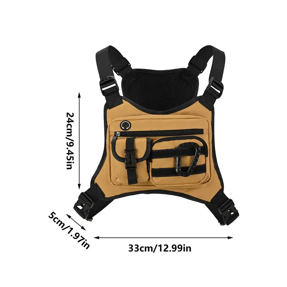 Men’s Nylon Chest Bag Chest Pack Adjustable Sports Utility Vest Bag Chest Pouch