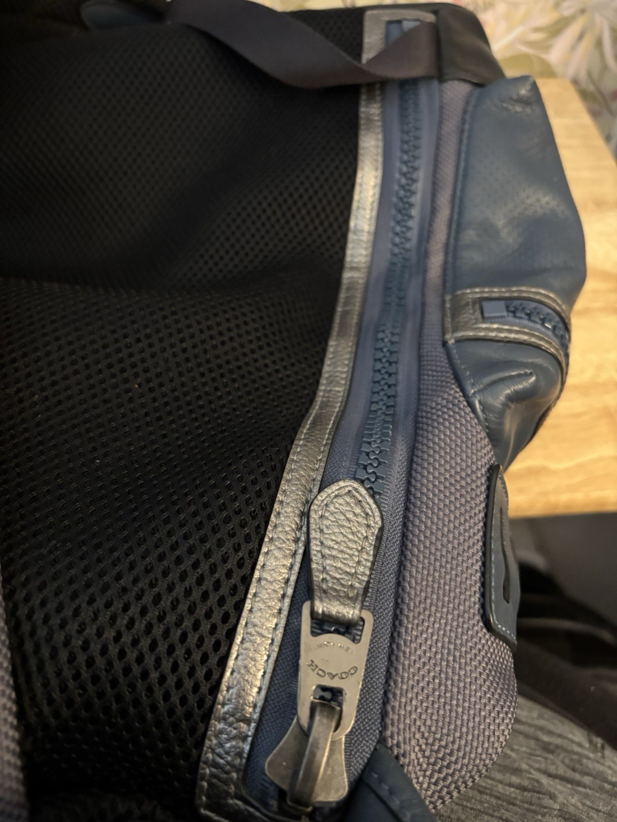 Vintage Coach Terrain Trek Backpack Men’s Blue Leather Perforated #22239