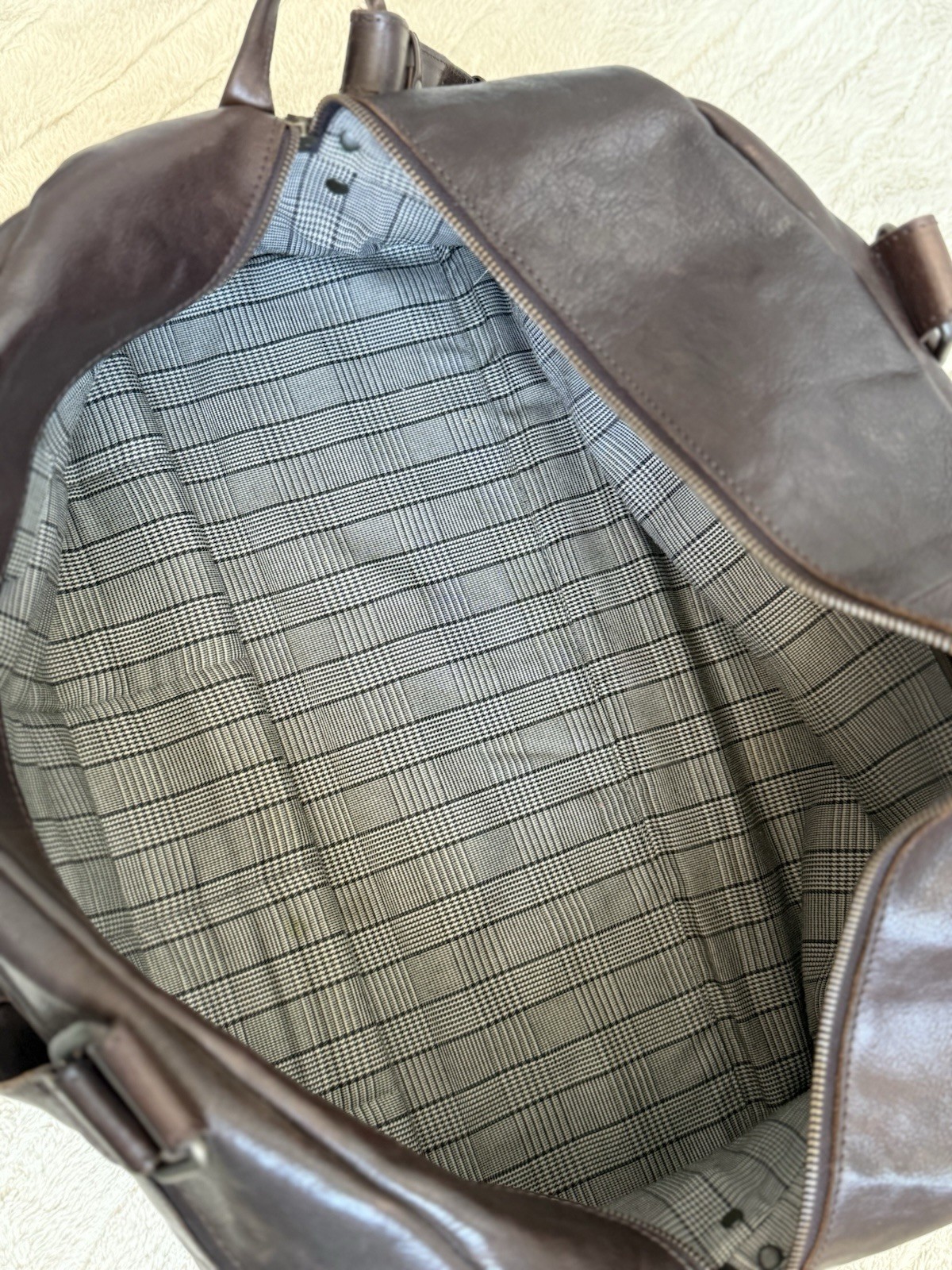 Aunts & Uncles Barber Men’s Leather Travel Weekend Brown Bag Retro Style