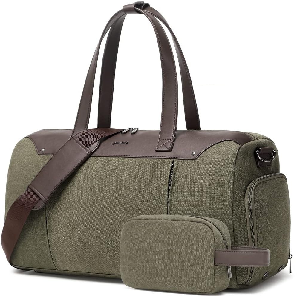 Canvas Travel Duffel Overnight Bag: FOCDOD Gym Shoulder Duffle Bag