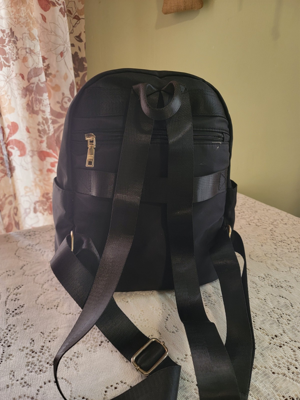 Mukaille Black Quilted Zip Backpack Small Adjustable Strap Casual Travel