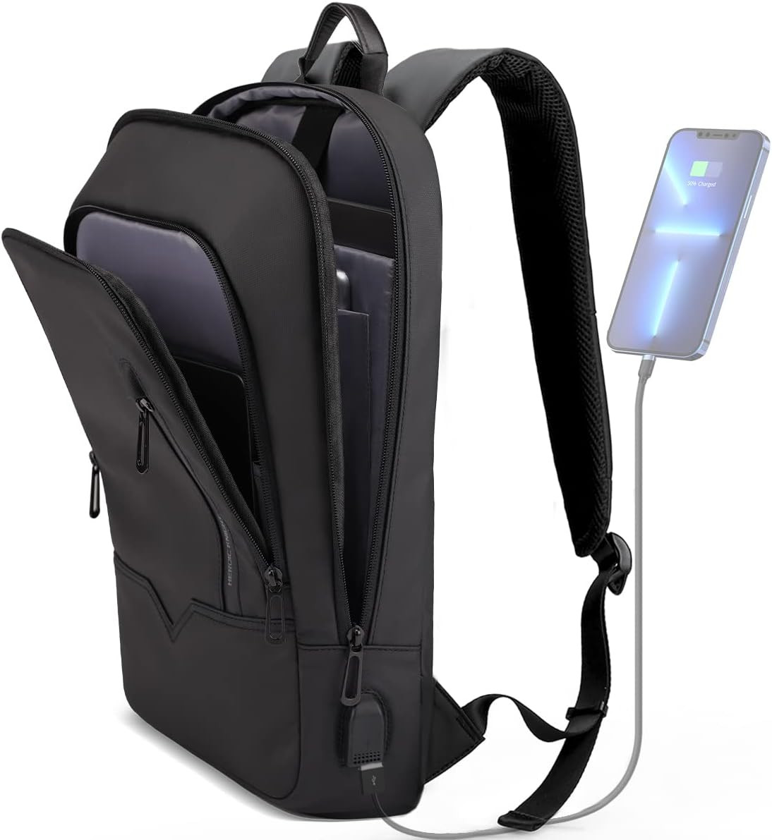 Backpack for Men Business Slim Backpack with USB Charger Computer – Anti-Theft