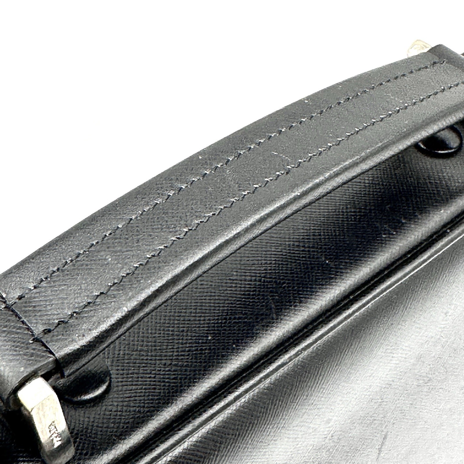 PRADA Saffiano Briefcase Business Bag Leather Black Authentic