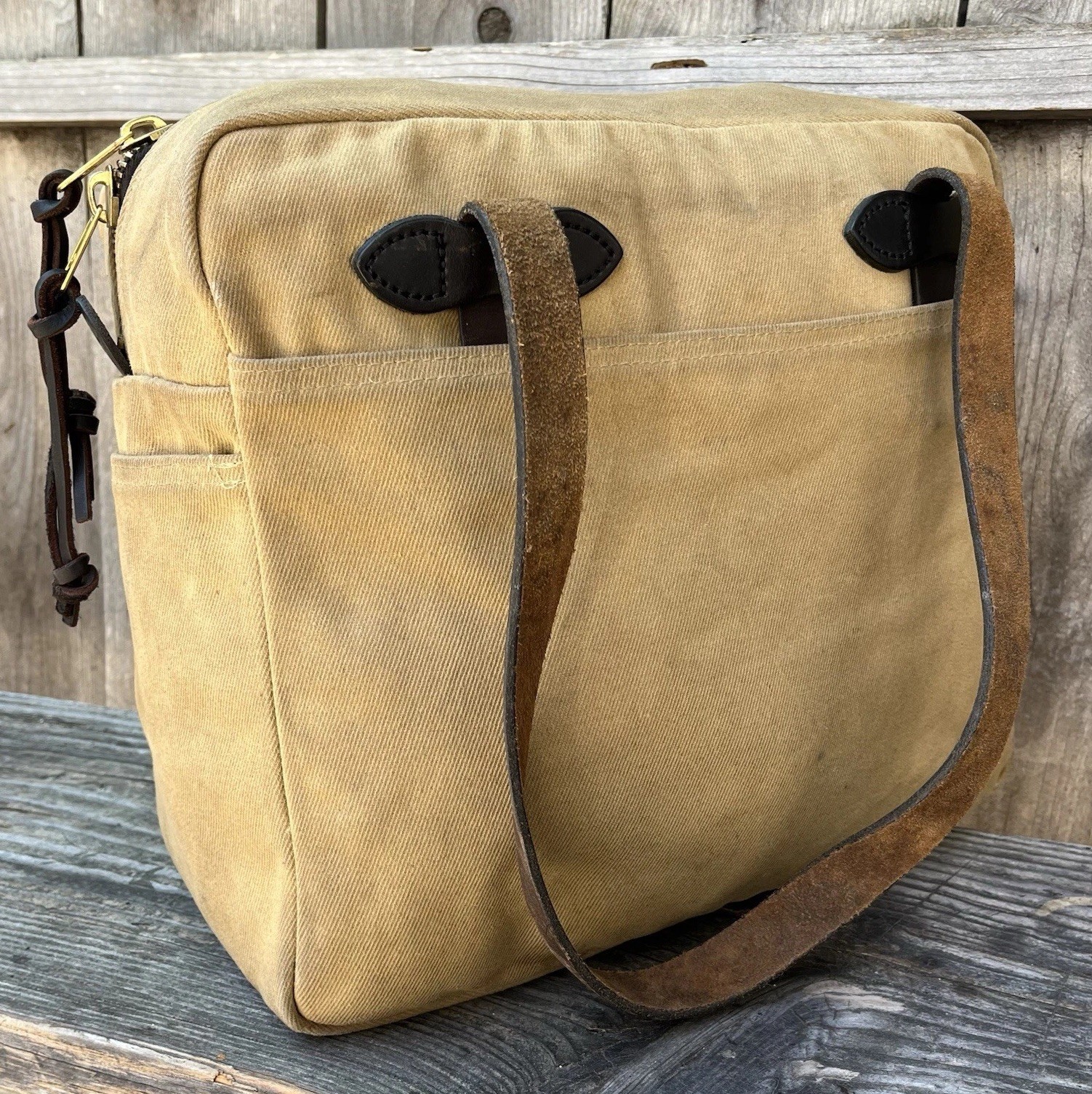 Filson 261 Rugged Twill Zipper Tote | Tan Talon Era 1990s VTG Bag Made in USA VG