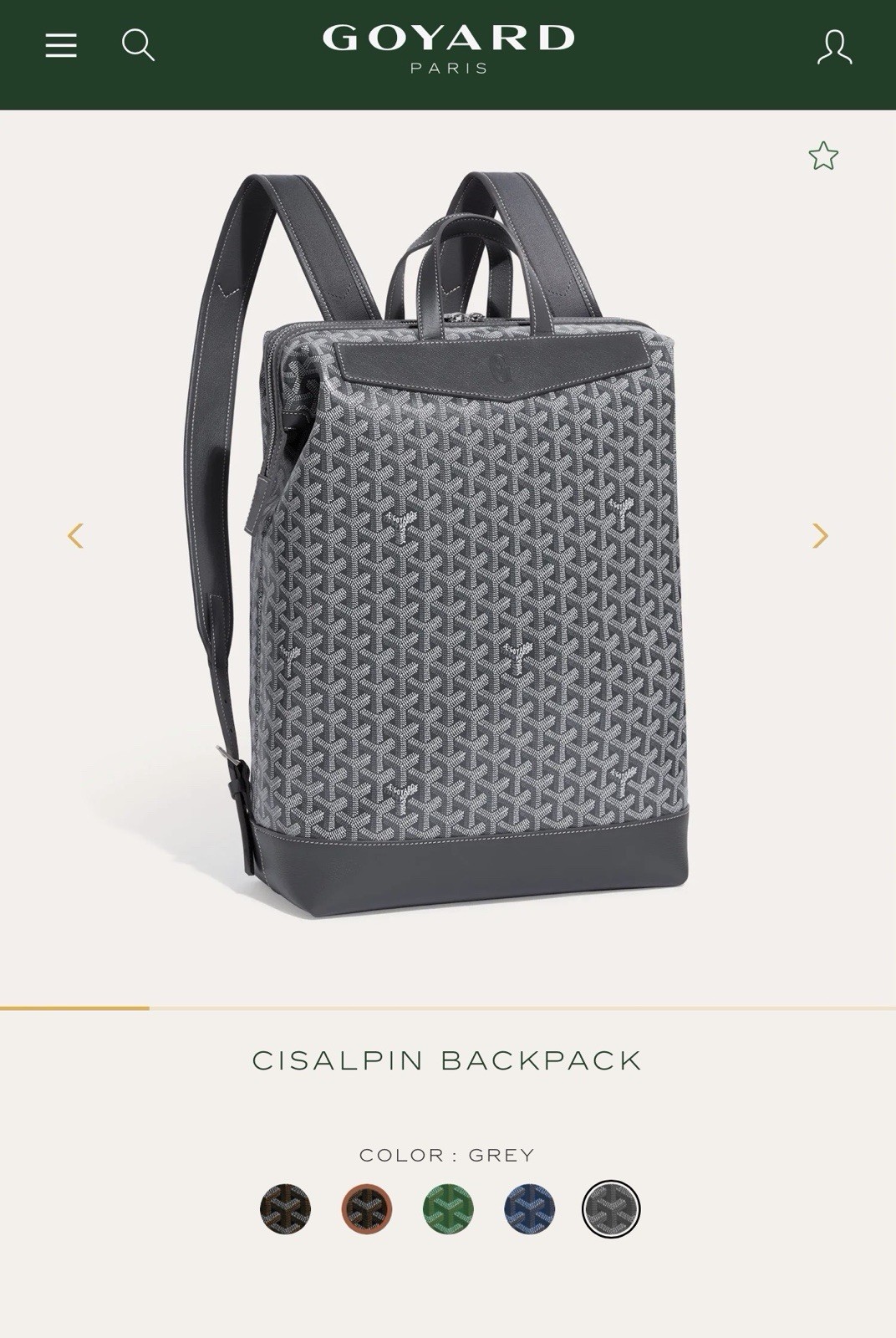 NEW Goyard Cisalpin Backpack Grey Authentic RARE Men’s w/ Dust Bag & Cards