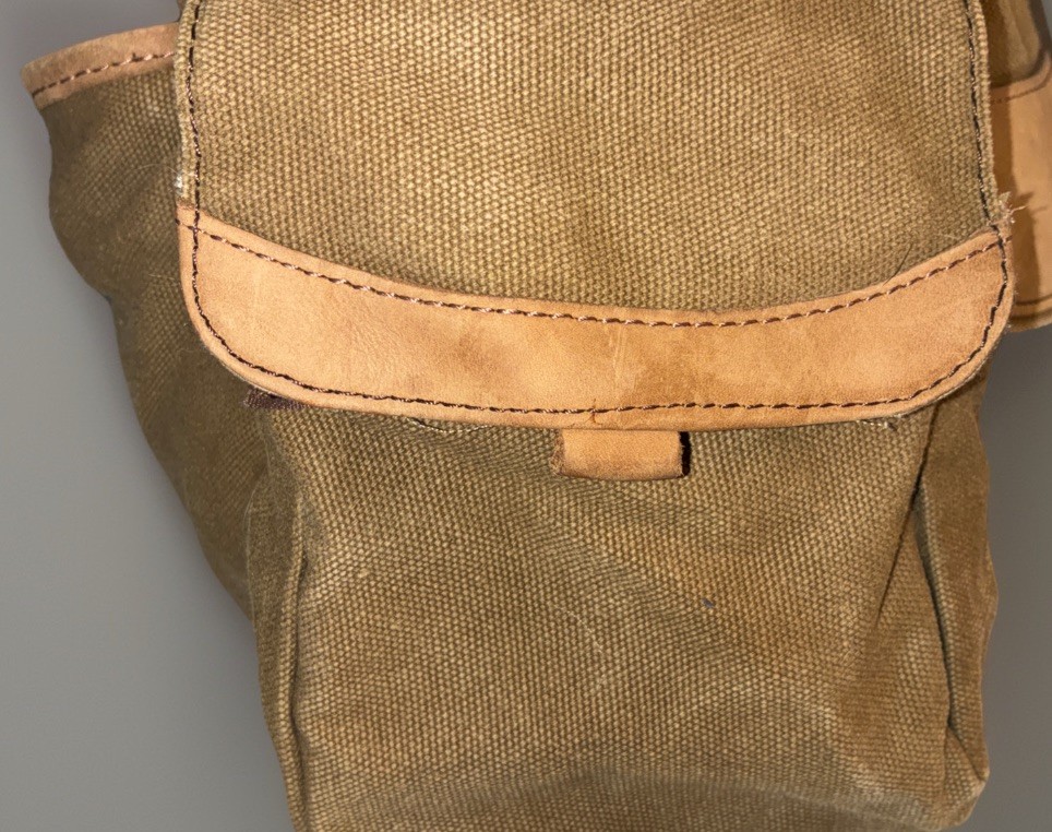 LL Bean VTG Canvas Messenger Flap Field Bag Brown Leather Trim Crossbody