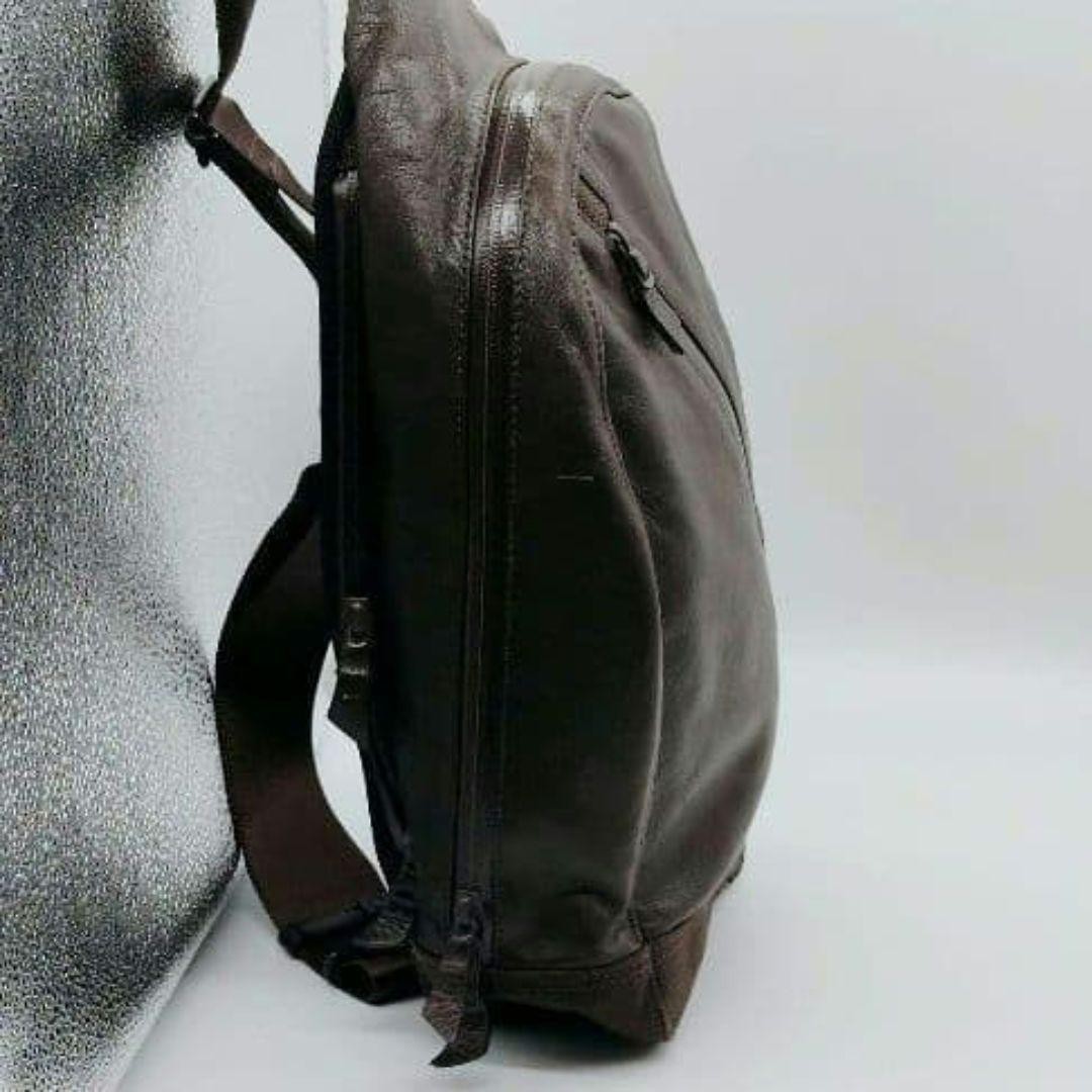 Authentic Porter Brown Leather Sling Shoulder Bag 34cm x 19cm x 10cm Excellent C