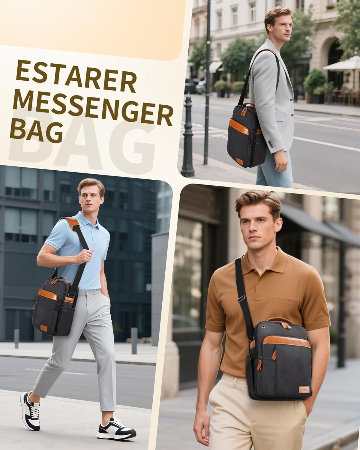 Men’s Crossbody Bag, Shoulder Bag 13 Inch Small, Men’s Bag Messenger Bag…
