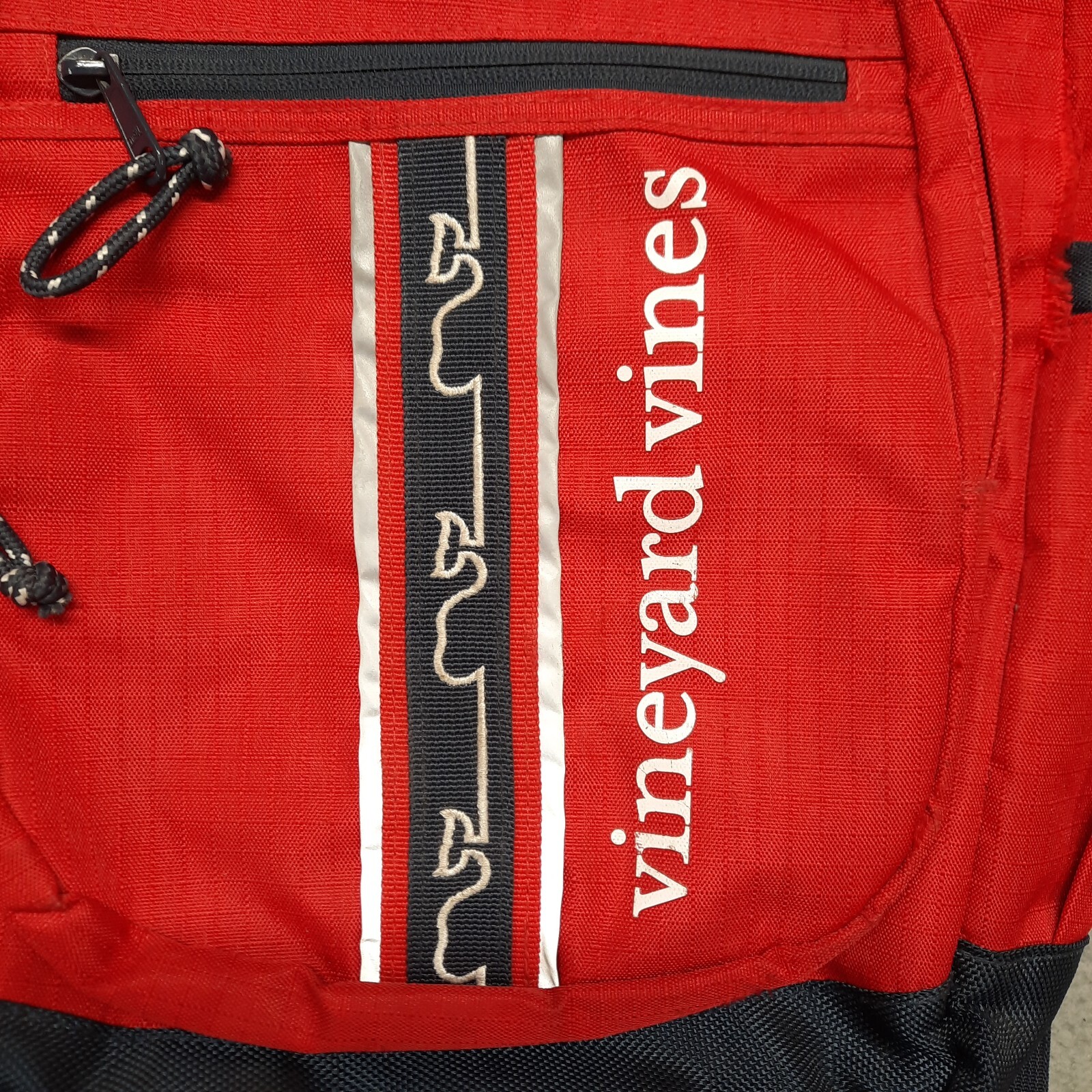 Vineyard Vines Book Bag Backpack Strap Book Carrier Zip Up Blue Red Pen Folder
