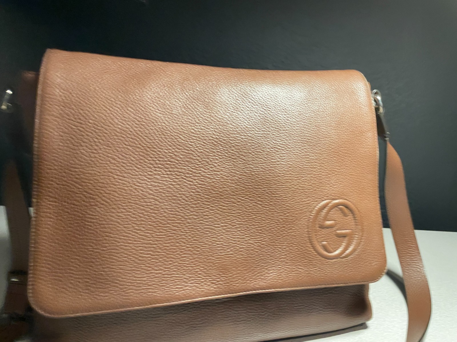 gucci soho messenger bag large brown leather