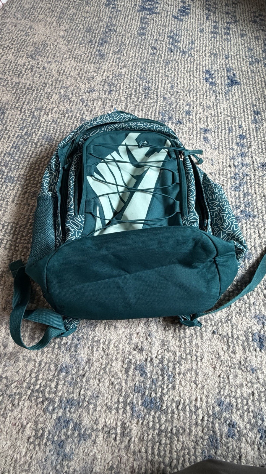Nike Teal Geometric Print Backpack Adjustable Strap Outer Pockets