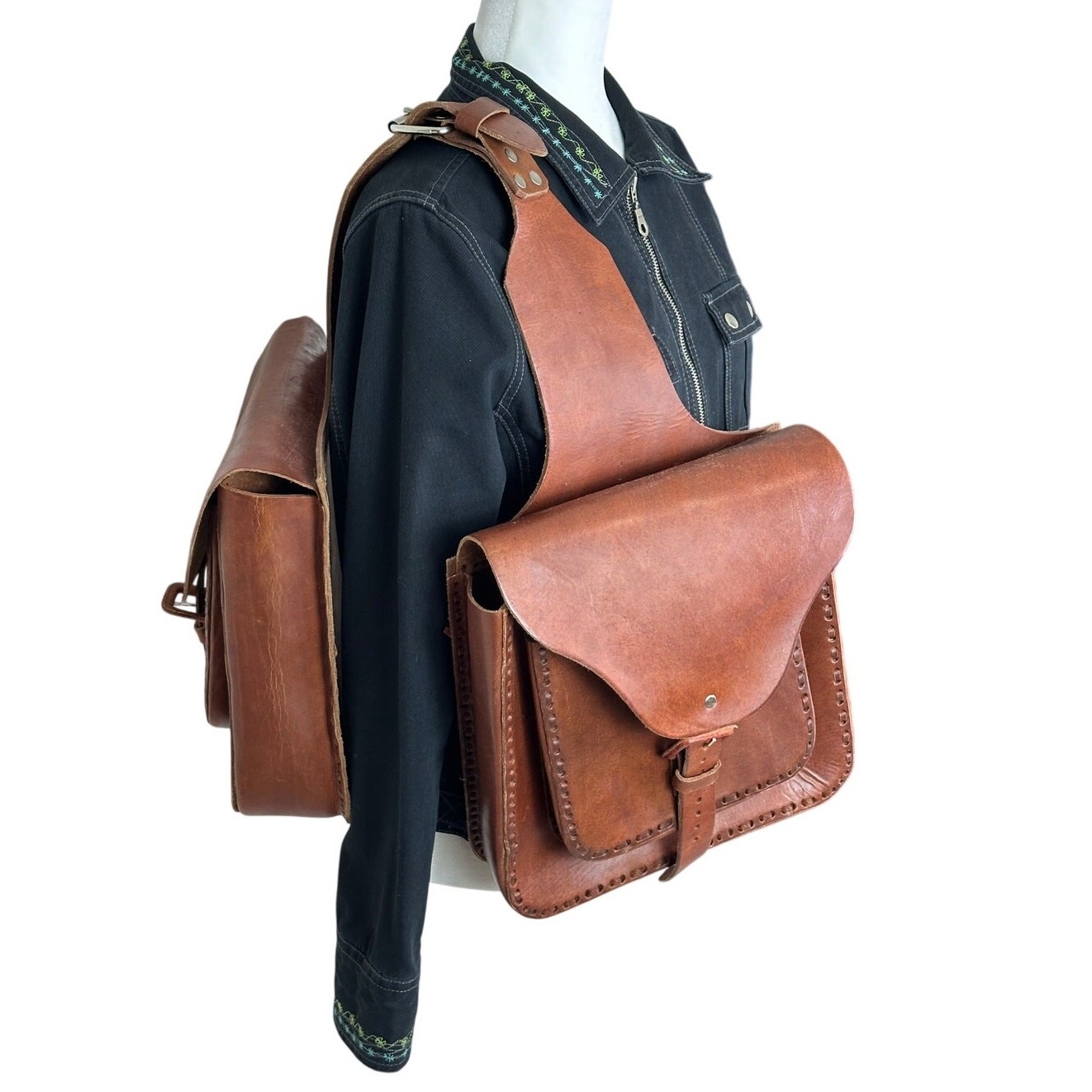 Fargo Chuupul Handmade Full Grain Leather Double Saddlebag Shoulder Field Bag
