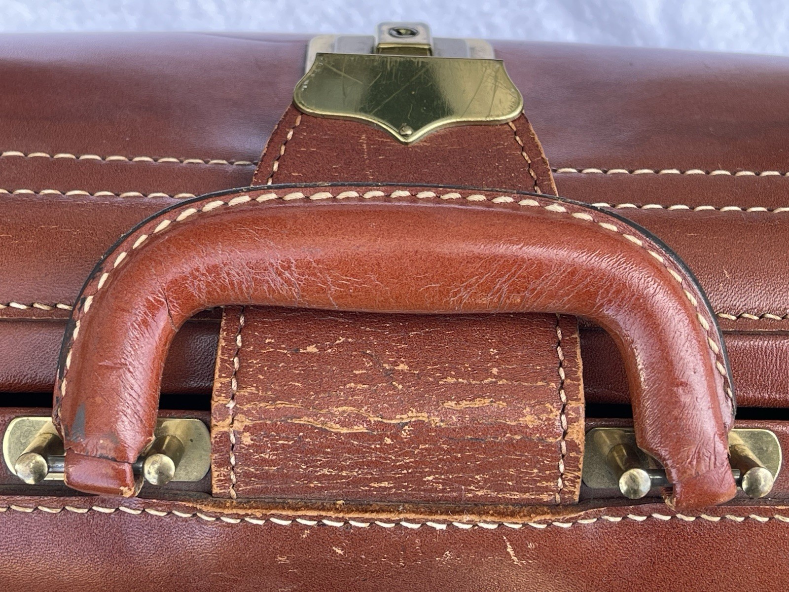 Rexbilt Briefpak Vintage Brown Top Grain Cowhide Leather Briefcase Men AS-IS